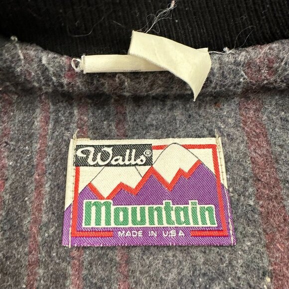 Vtg Walls Mountain Jacket Med Blue Canvas Fleece Blanket Lined Aztec Bomber USA - Picture 9 of 12